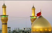 پرچم متبرک حرم اباعبدالله الحسين(ع) در ميبد برافراشته شد