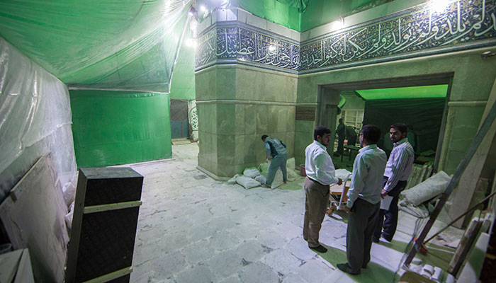 آغاز اجراي پروژۀ افزايش ارتفاع گنبد حرم حسینی آغاز اجراي پروژۀ افزايش ارتفاع گنبد حرم حسینی