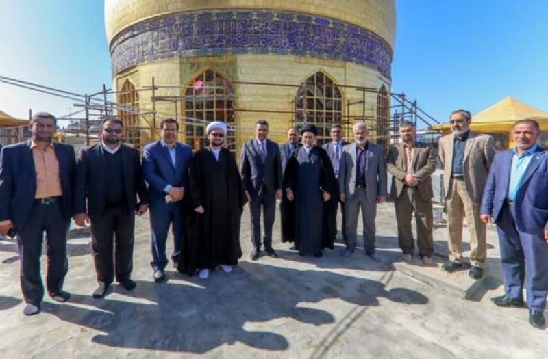 بازدید تولیت آستان علوی و رئیس اوقاف عراق از پروژه ترمیم گلدسته‌های حرم+تصاویر